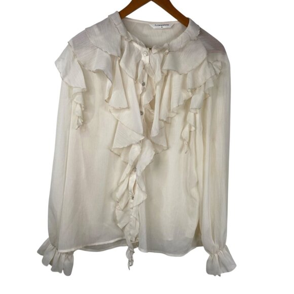Commense Tops - Commense Women's Ruffles Semi Sheer Romantic Fairy Boho Top Ivory Size XL